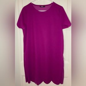 SHEIN Curve Purple Scalloped Shift Dress, 1XL, VGUC, Polyester/Spandex